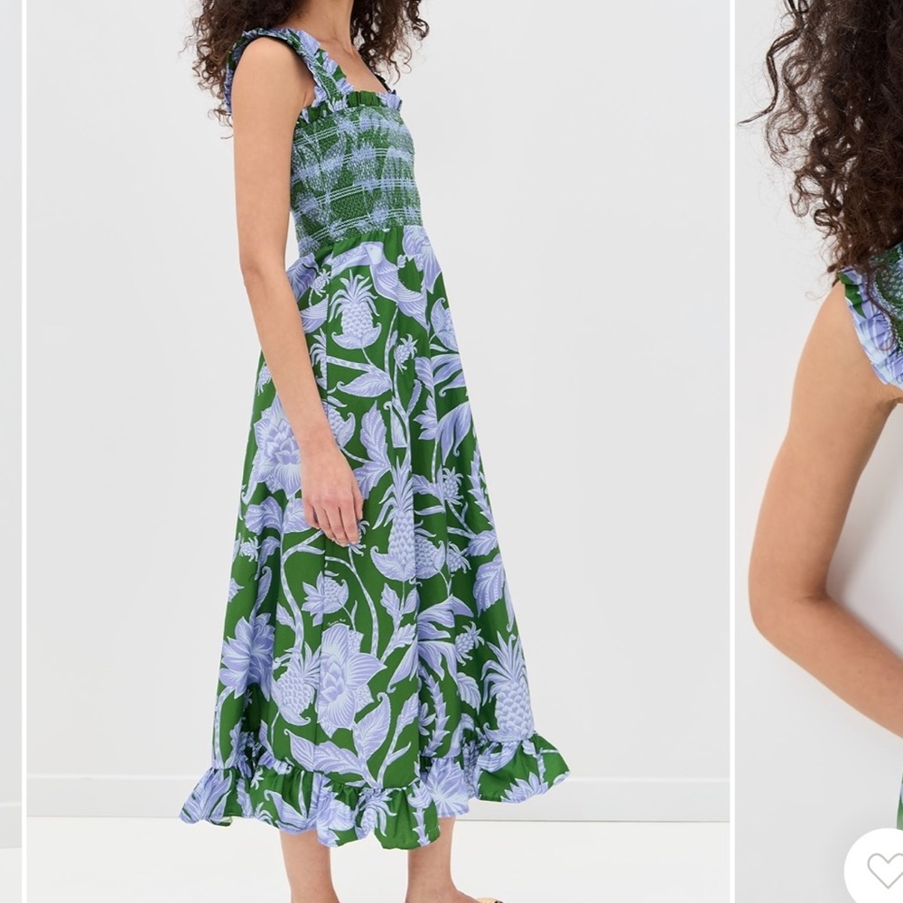 FARM Rio Green and Lavender Floral Midi Dress NEW WITH TAGS - Picture 3 of 5